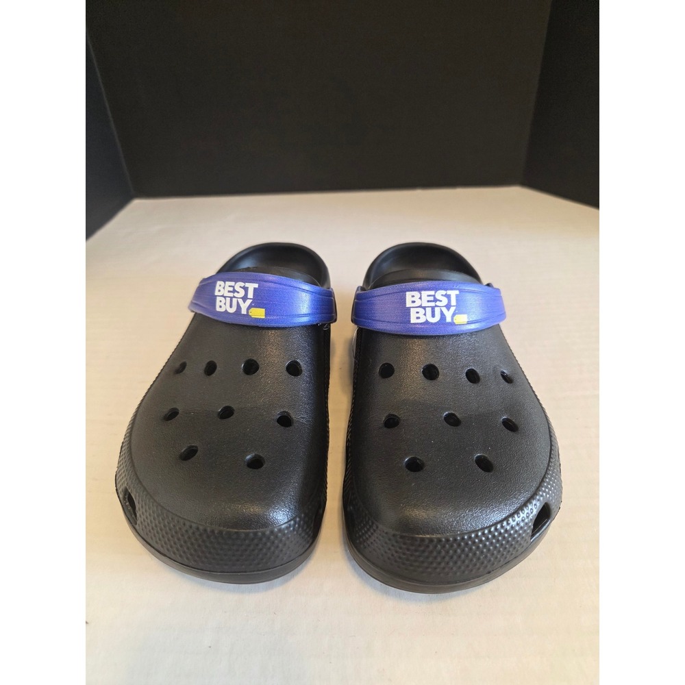 Best Buy Employee Promo Clogs Black Blue Logo Slip On Shoes Mens 5 Womens 6